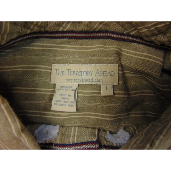 Territory Ahead Shirt Mens Large Gray Green Stripe Floral Button Down Collar - Picture 4 of 8